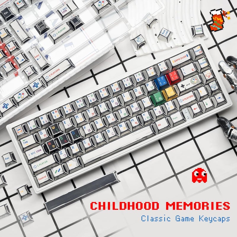 Rainy75 Retro Anime PBT Keycaps-Cherry Keycaps, Custom Keyboard Key caps 60 65 75 100 Percent, 5 Side Dye Sublimation 141 Keys Set for Cherry Gateron MX Switches Keyboards, White (Classic Game Theme) - Image 5
